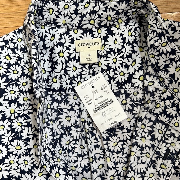 NWT Crewcuts short sleeve button down. Navy with white flowers. Size 14 - Picture 2 of 4
